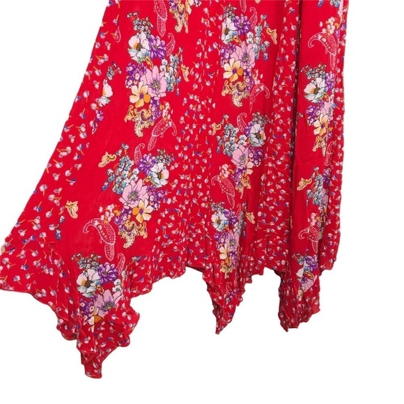 Bila Bohemian Ruffled Handkerchief Maxi Dress Floral Smocked SIZE SMALL NWT - Picture 7 of 16